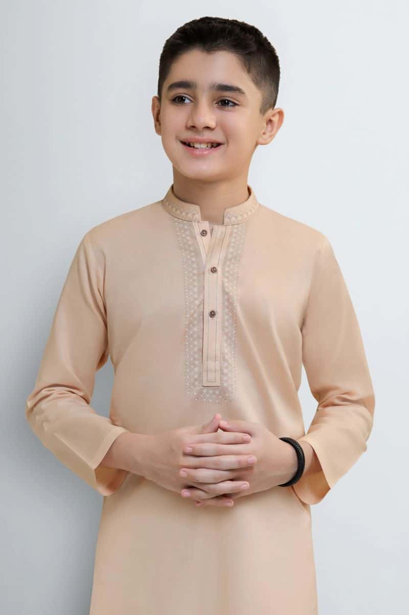 Peach Boys Screen Printed  Kurta Pajama - alternate view