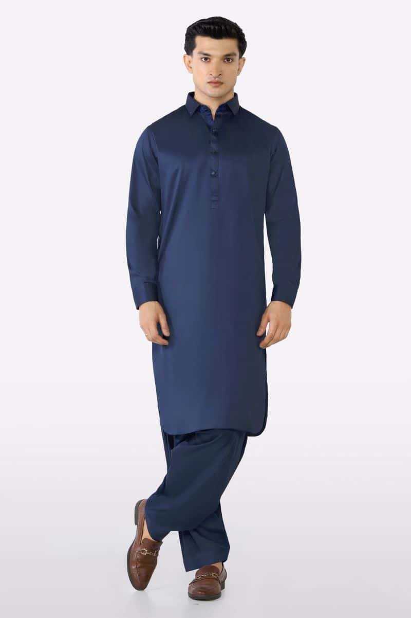 Navy Blue Cotton Shalwar Kameez - alternate view