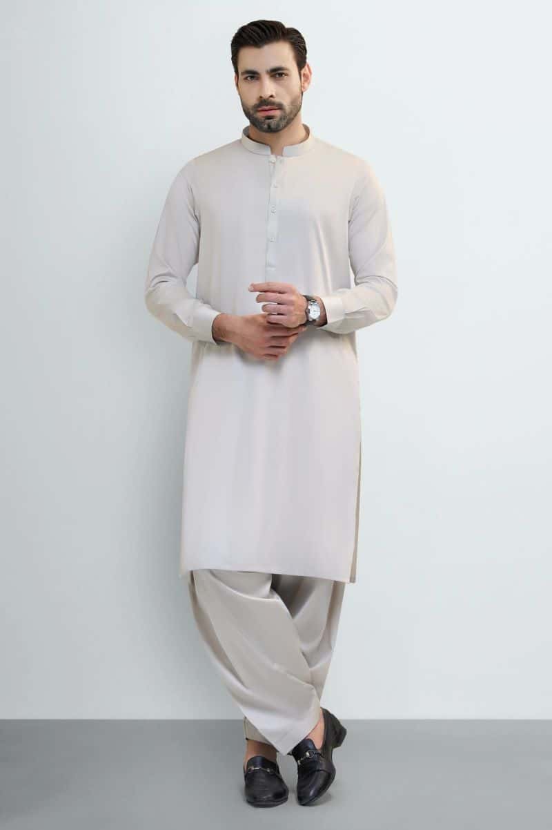 Light Beige Cotton Shalwar Kameez - alternate view