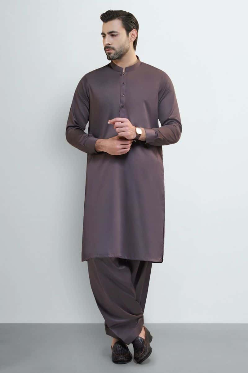 Coffee Brown Cotton Shalwar Kameez - alternate view