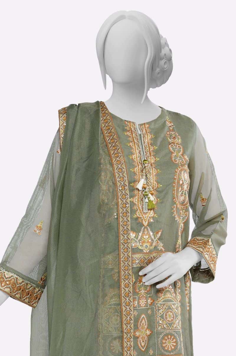 Sea Green Embroidered 3PC - alternate view