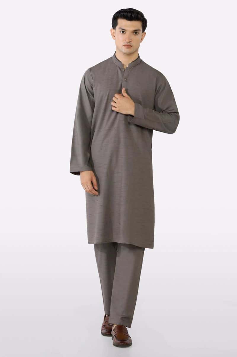 Light Brown Wash & Wear Kurta Pajama - alternate view