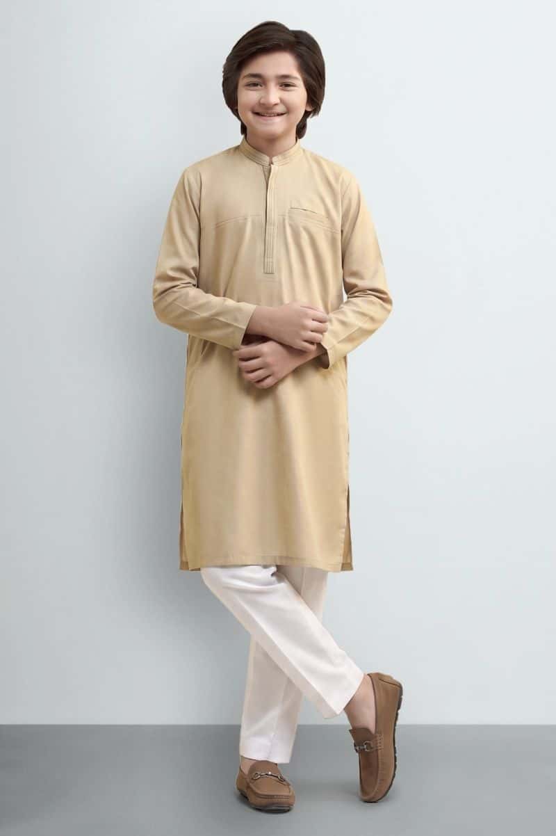 Light Fawn Teens Kurta Pajama