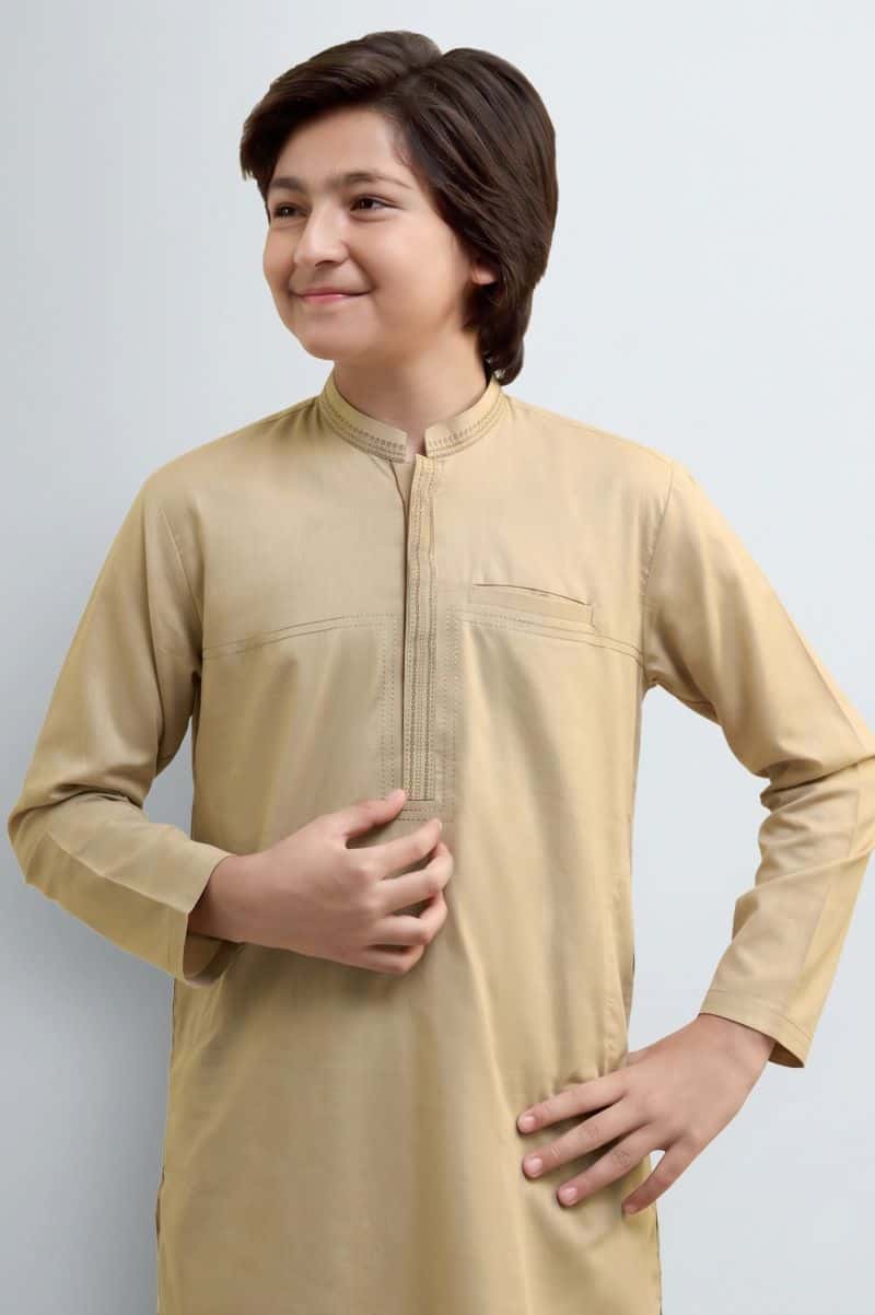 Light Fawn Teens Kurta Pajama - alternate view