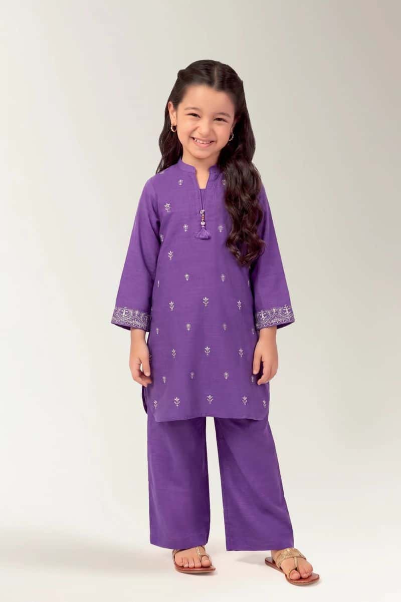 Dyed Embroidered Girls 2PC