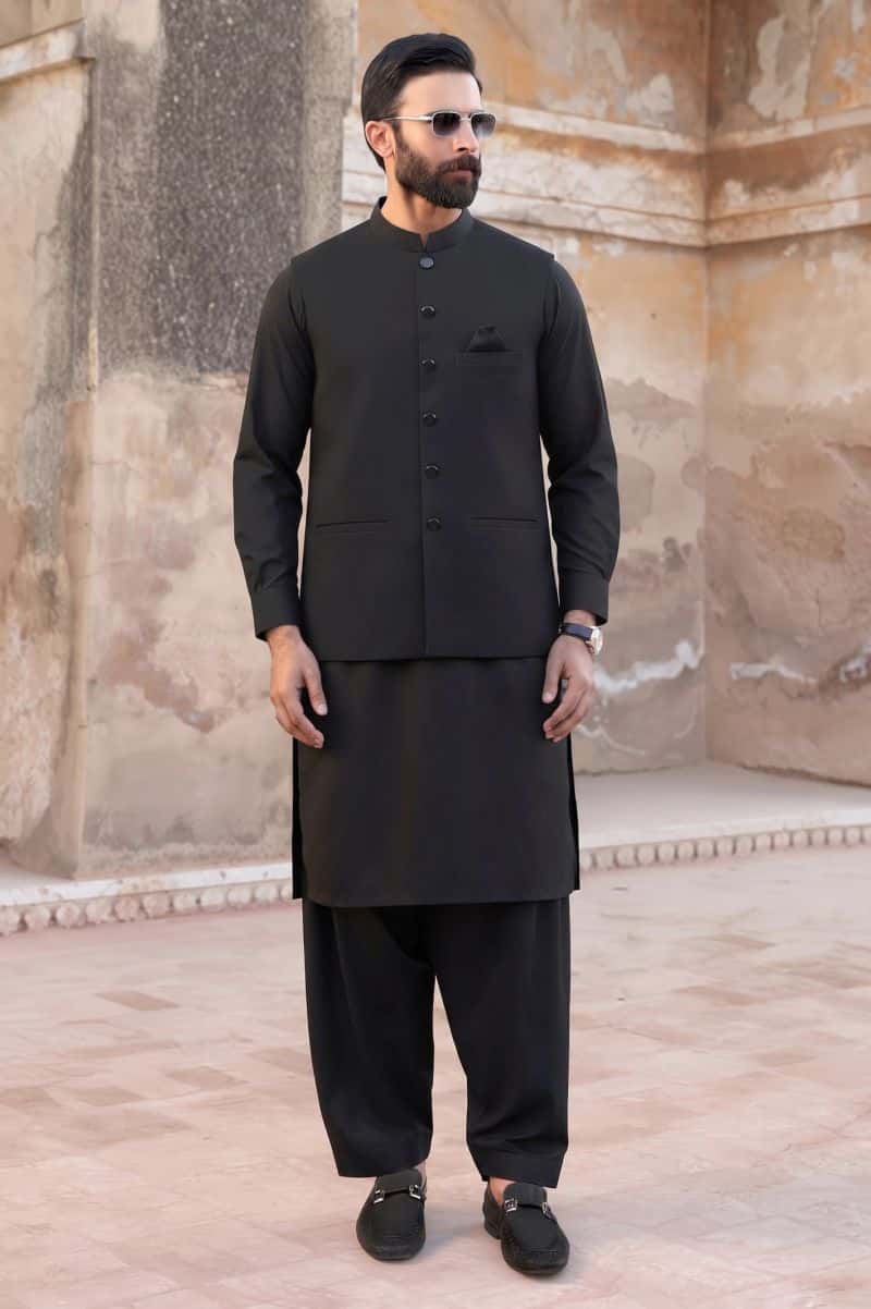 Charcoal Shalwar Kameez with Waistcoat