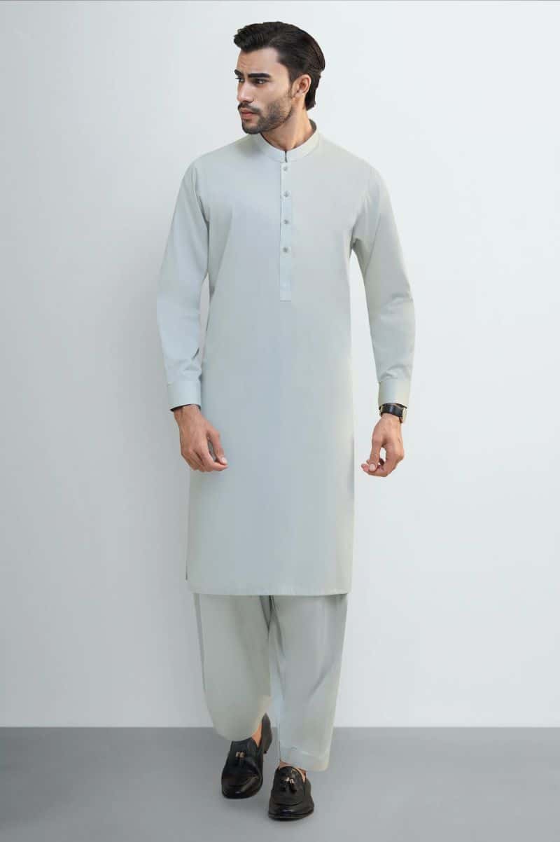 Olive Cotton Shalwar Kameez - alternate view