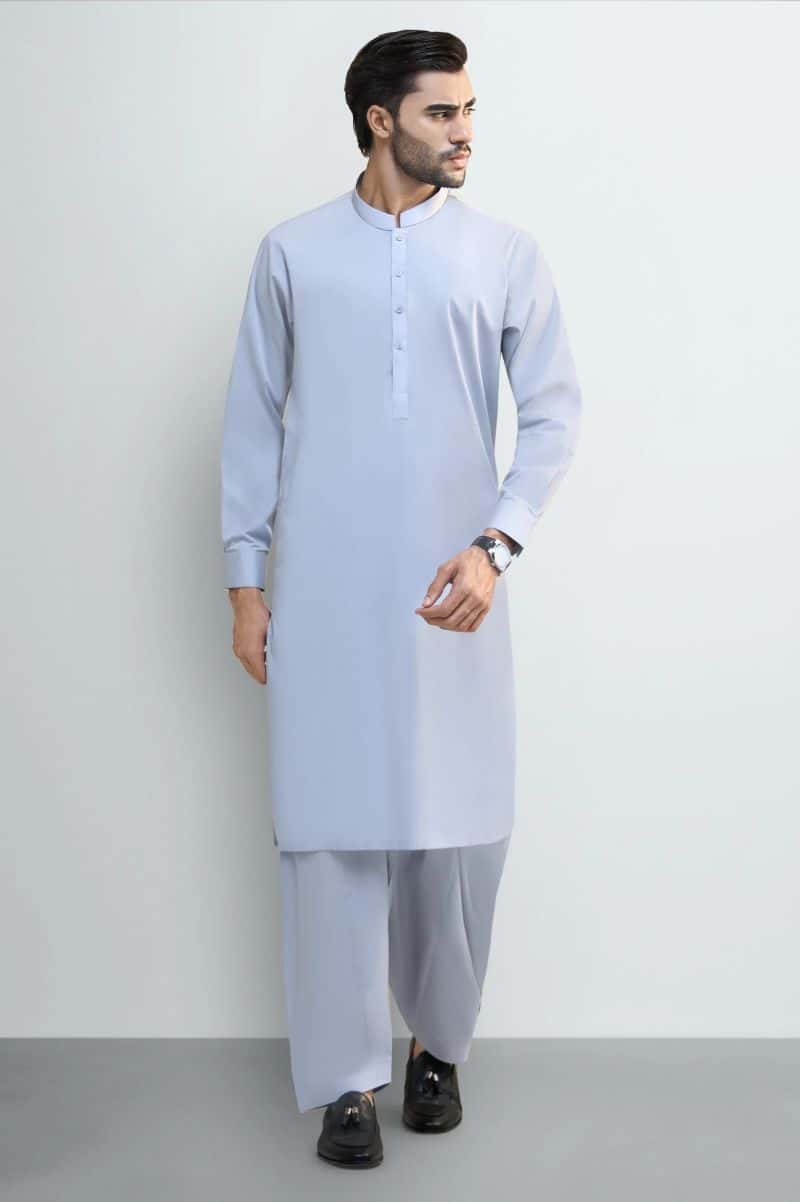 Light Grey Cotton Shalwar Kameez - alternate view