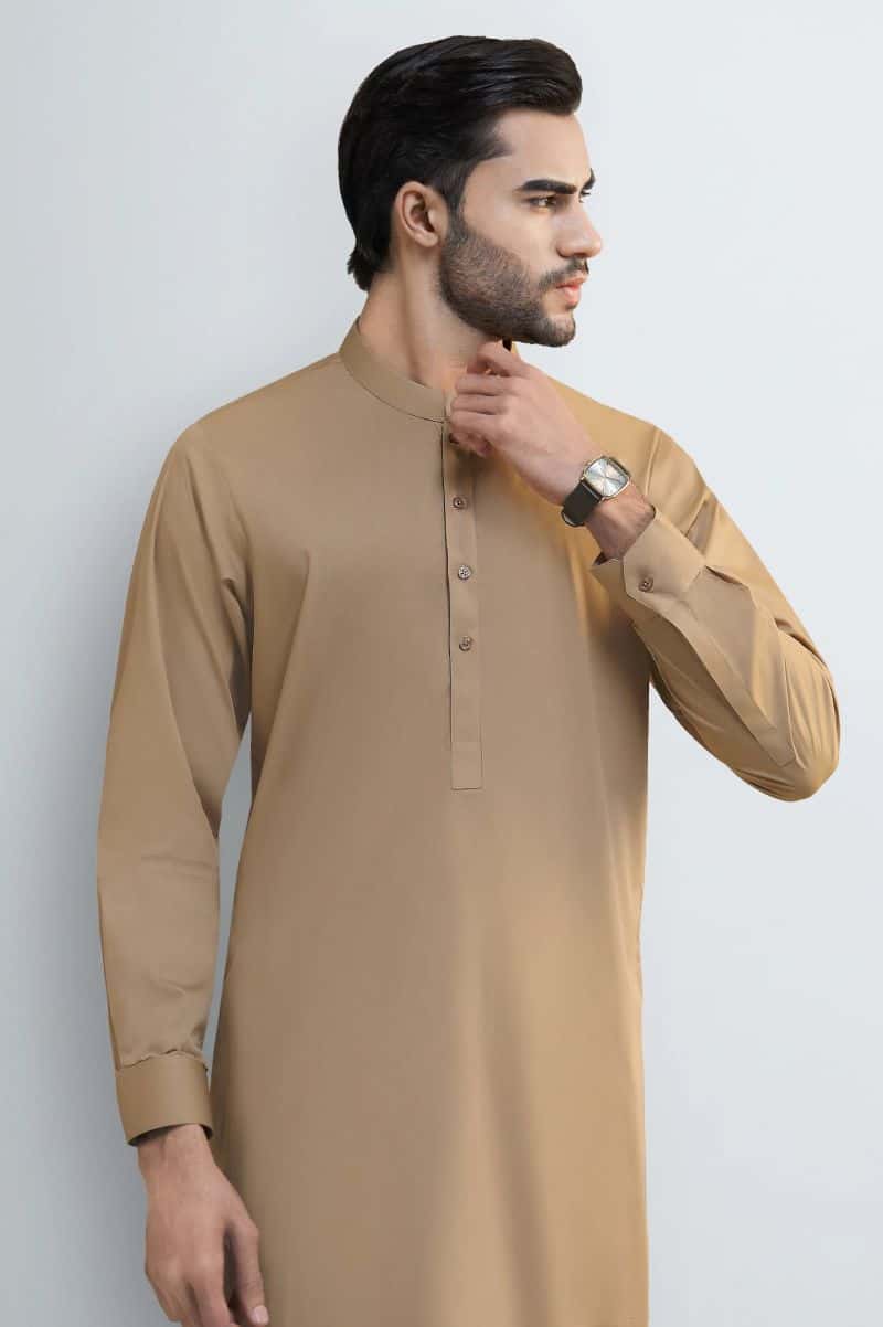 Dark Fawn Cotton Shalwar Kameez
