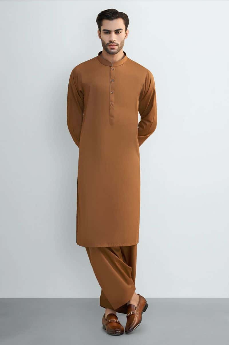 Brown Cotton Shalwar Kameez - alternate view