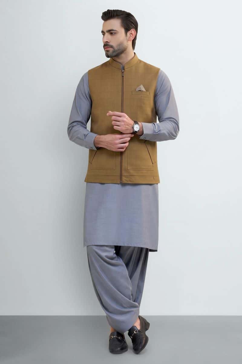 Light Brown Zipper Waistcoat - alternate view