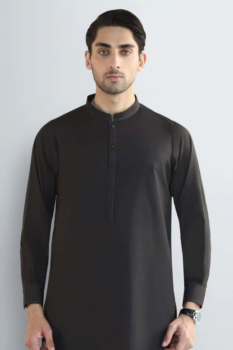 Coffee Brown Wash & Wear Shalwar Kameez