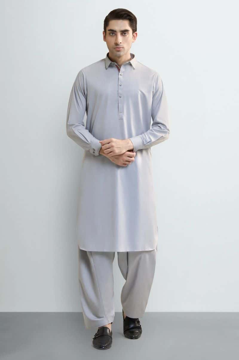 L-GREY Wash & Wear Shalwar Kameez - alternate view