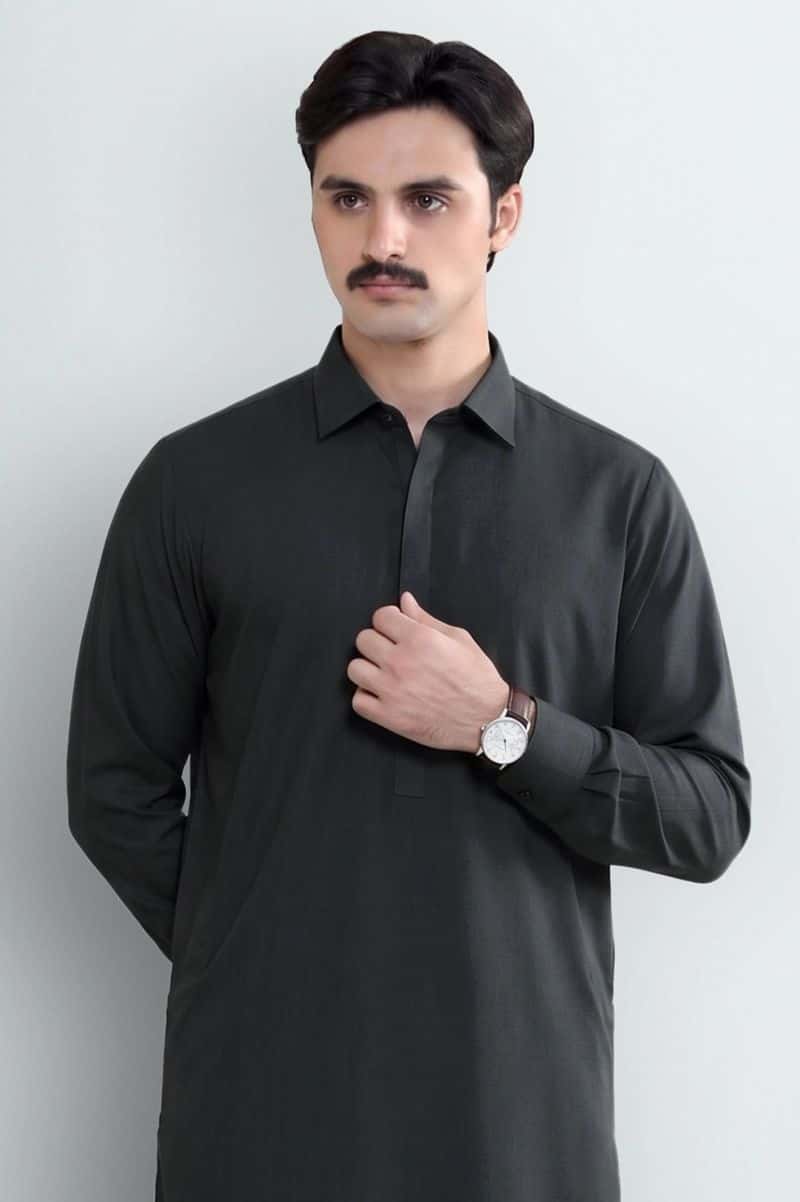 Medium Grey Wash & Wear Shalwar Kameez