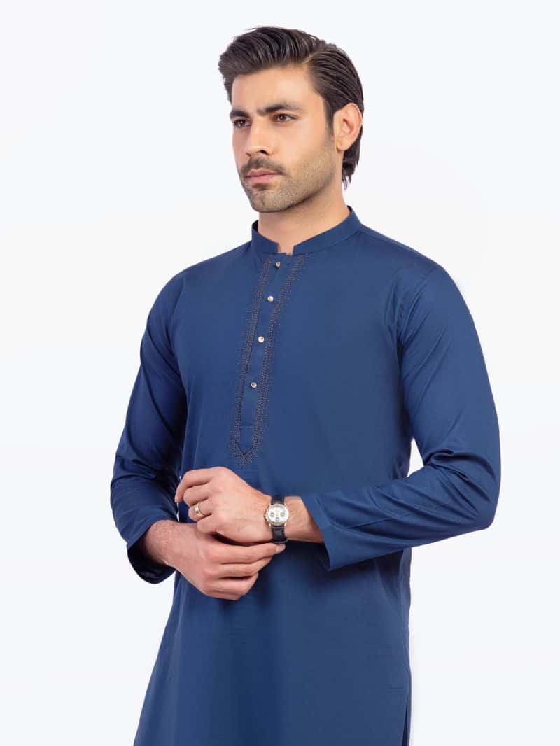 Embroidered Cotton Kurta Pajama - EMTKPT5-064 - alternate view