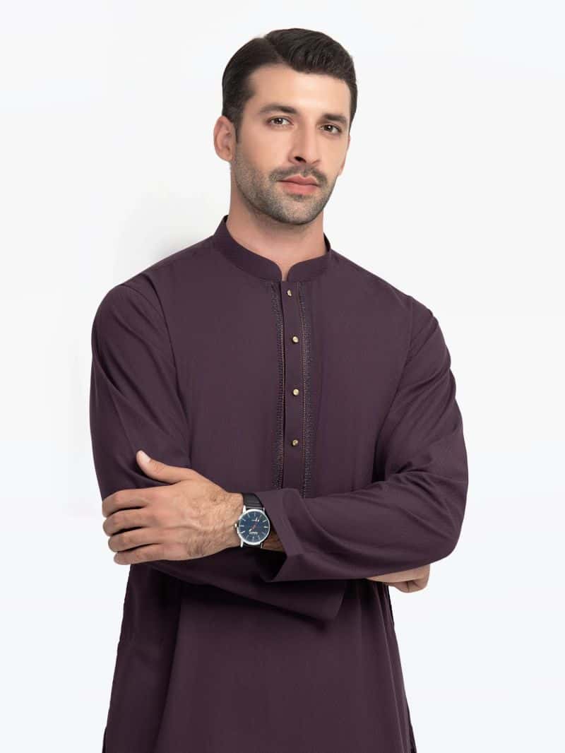 Embroidered Dobby Kurta - EMTK5-99542 - alternate view