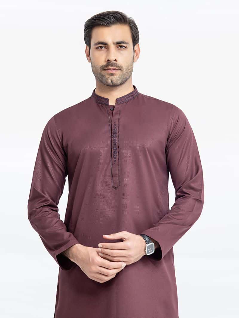 Embroidered Dobby Kurta - EMTK24S-99447 - alternate view