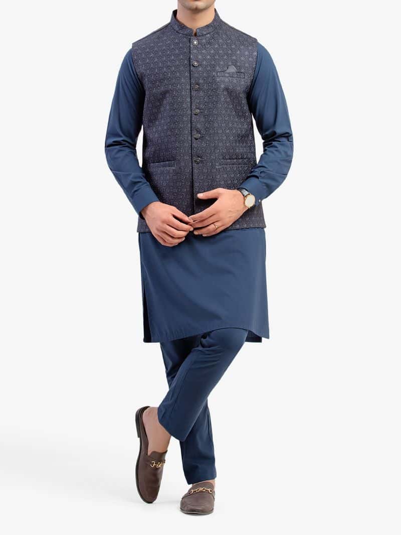 Embroidered Jacquard Waistcoat - EMTWC5-35959 - alternate view