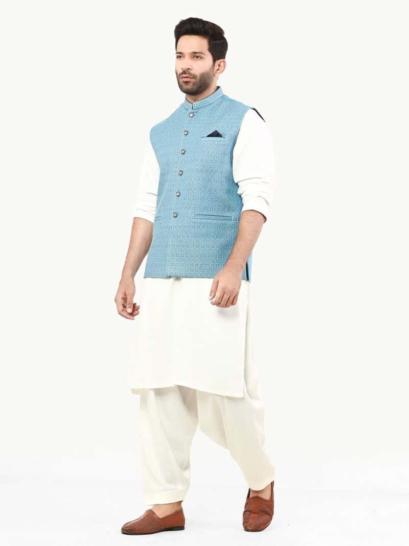 Embroidered Cotton Waistcoat - EMTWC22-35811