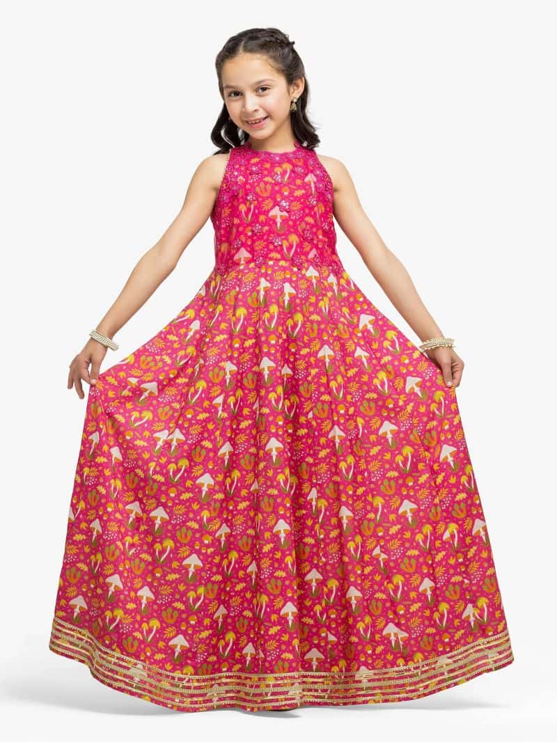Embroidered Raw Silk Long Maxi - EGTPLE24-50028S