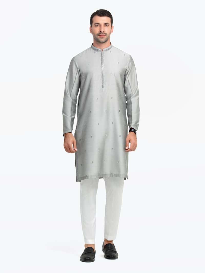 Embroidered Raw Silk Kurta - EMTKC5-147