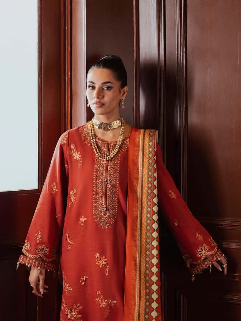 Embroidered Khaddar Suit - EWU5V11-32008-3P - alternate view