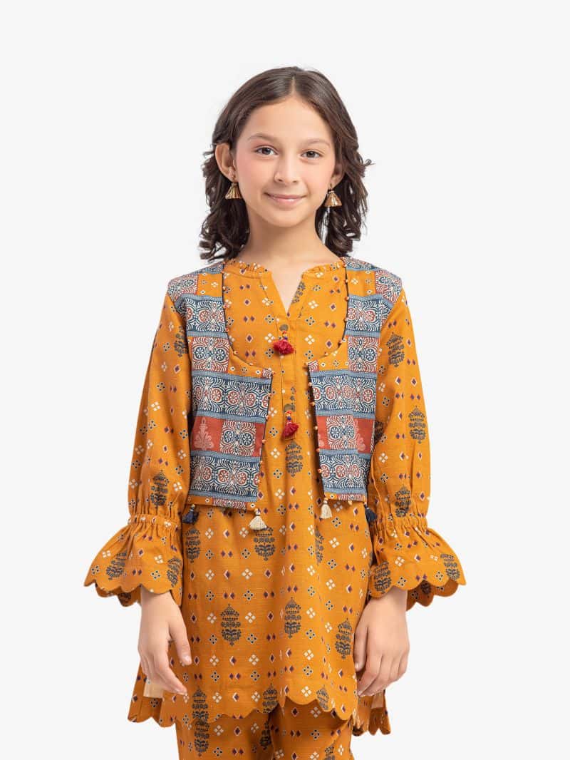 Printed Khaddar Co-Ord Set - EGTKP5-70815ST - alternate view
