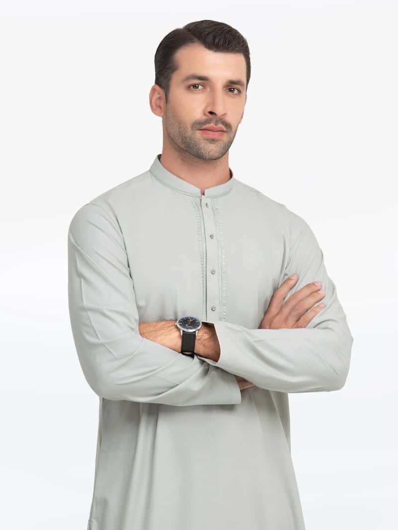 Embroidered Dobby Kurta - alternate view
