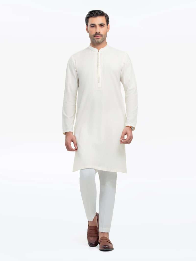 Embroidered Dobby Kurta