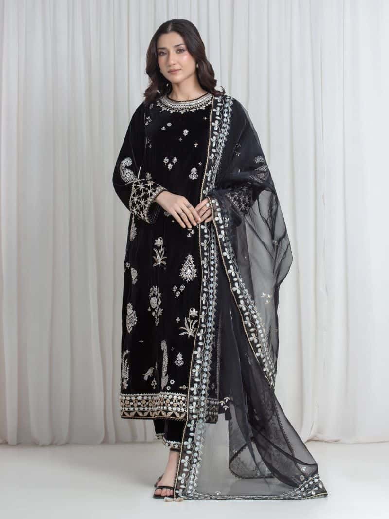 Embroidered Velvet Suit
