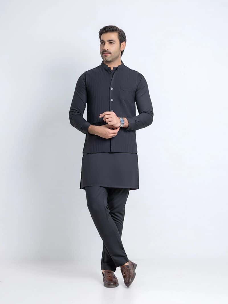 Plain Viscose Waistcoat - alternate view