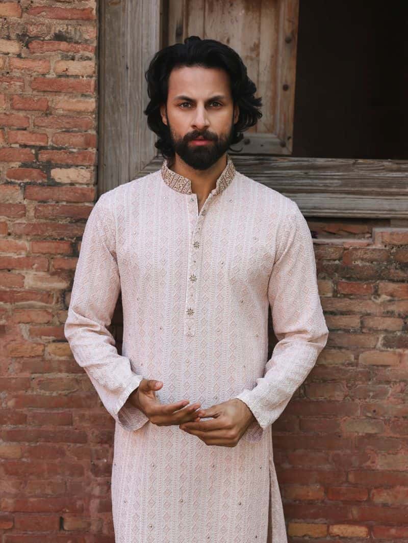 Embroidered Textured Viscose Kurta Pajama - ECMTKP5-014
