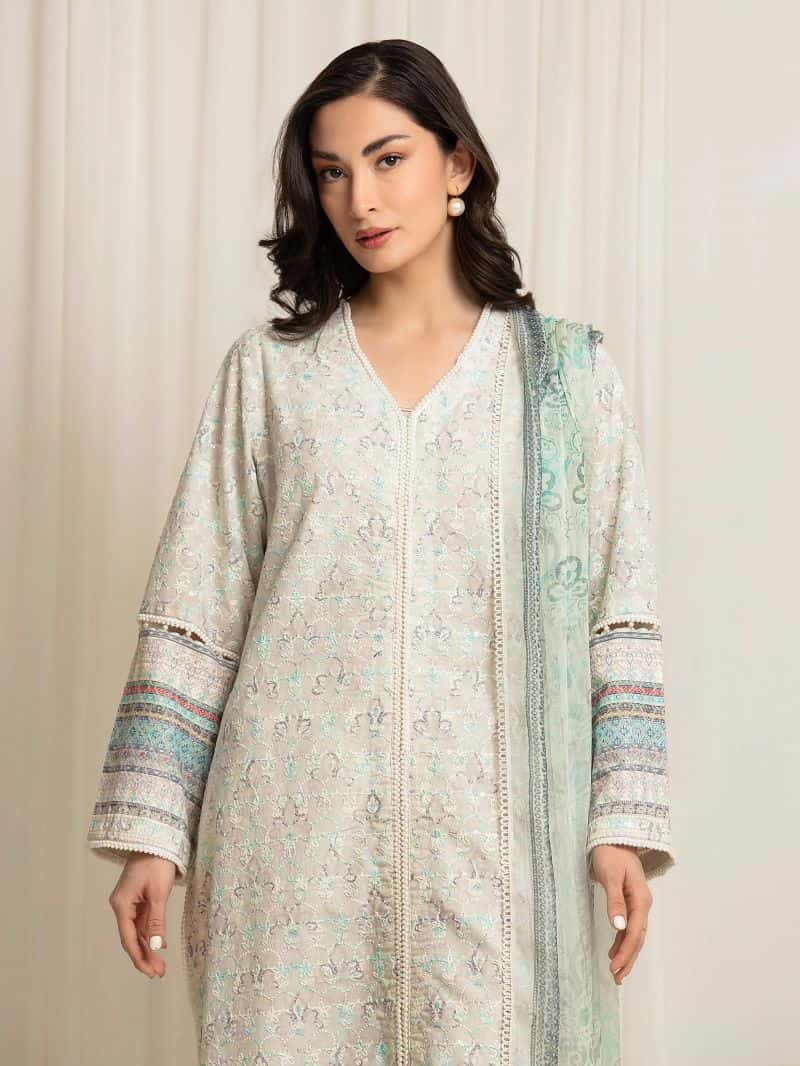 Embroidered Cambric Suit - EWU6V2-33514-3P - alternate view