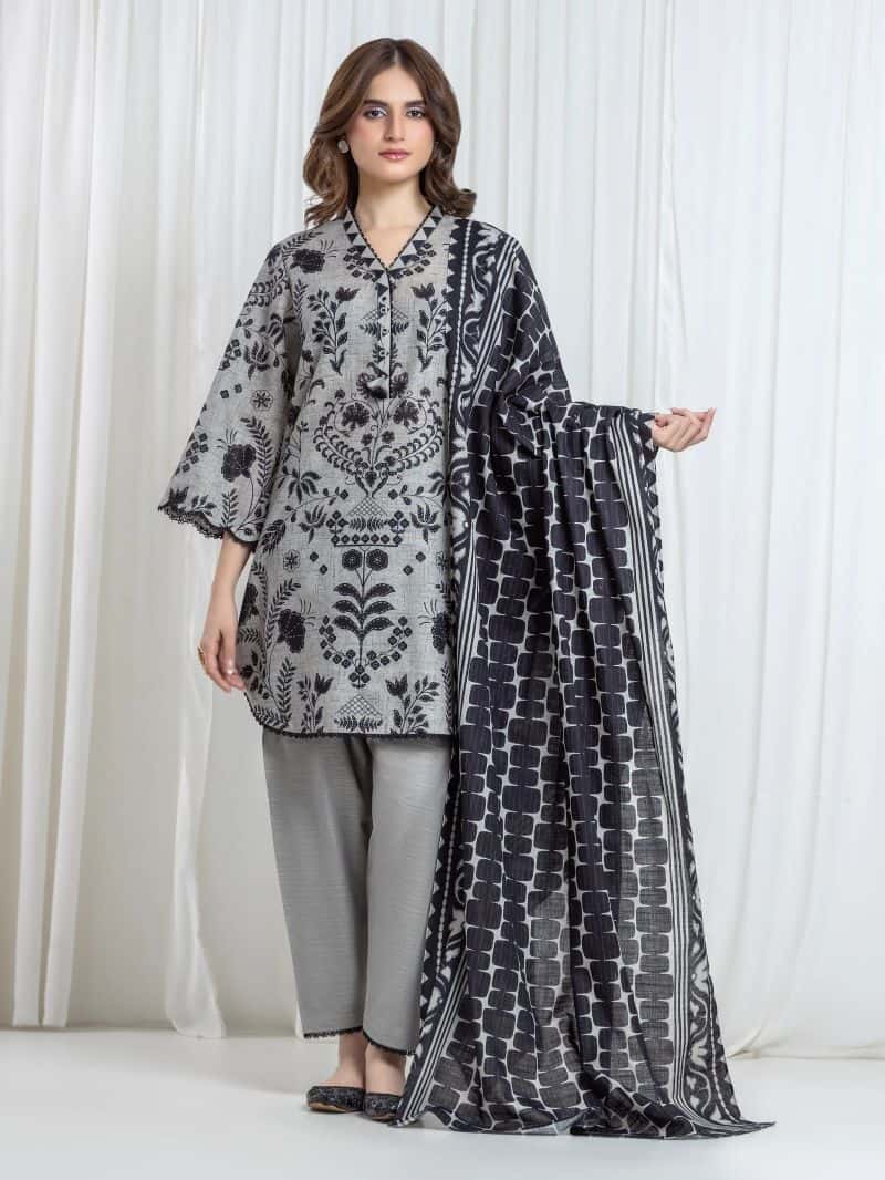 Printed Khaddar Suit - EWU6A3-37106-3P