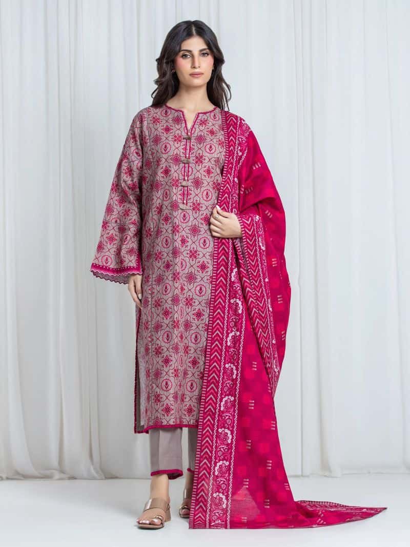 Printed Khaddar Suit - EWU6A3-37067-3P