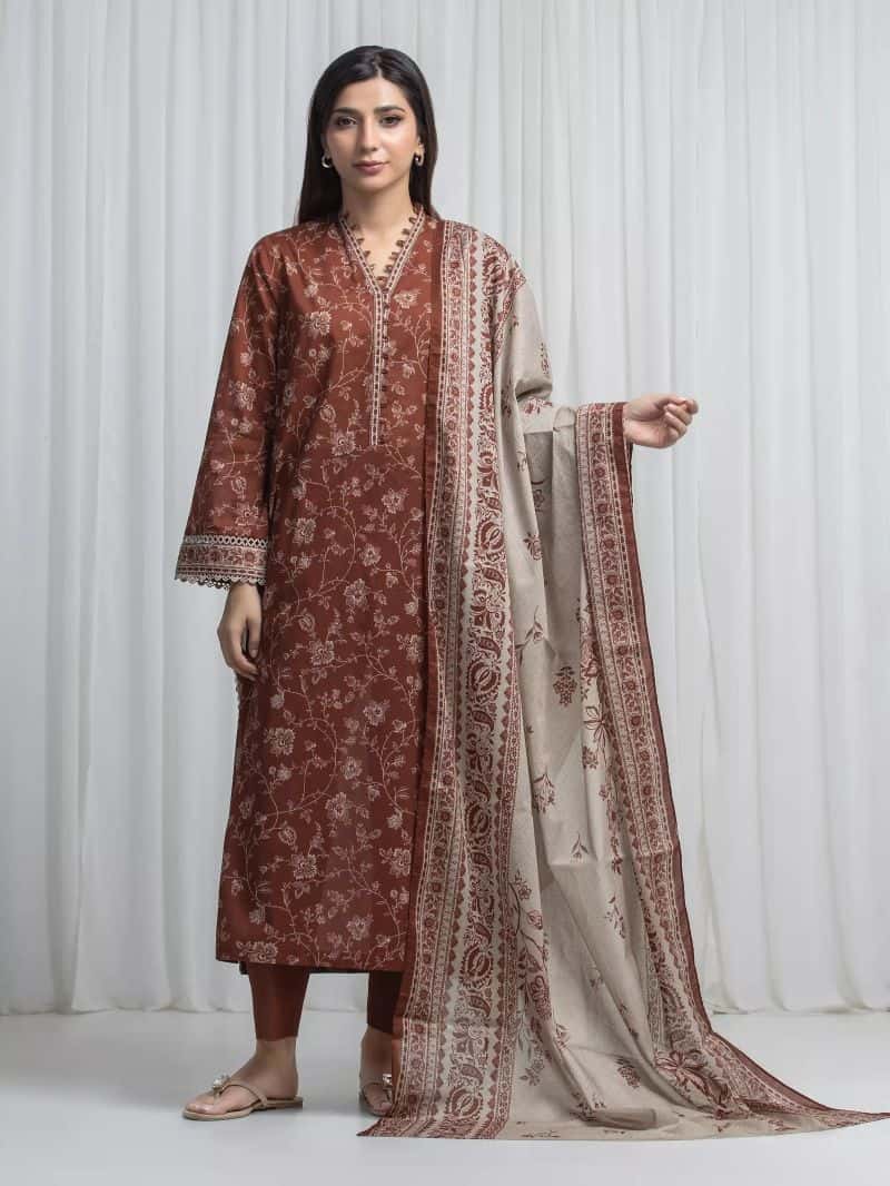 Printed Khaddar Suit - EWU6A3-37005-3P