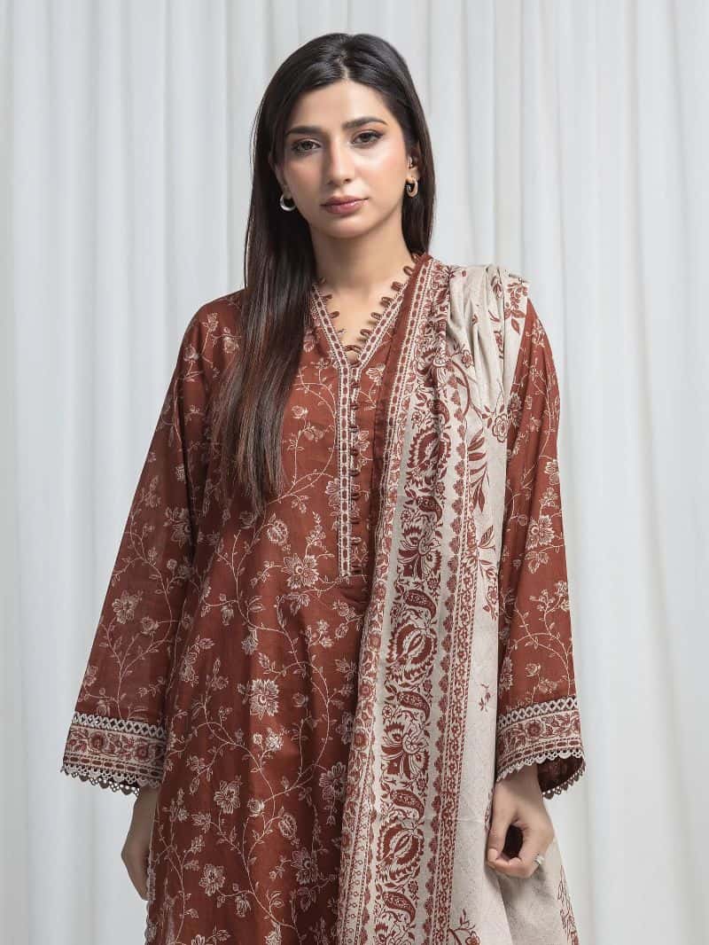 Printed Khaddar Suit - EWU6A3-37005-3P - alternate view