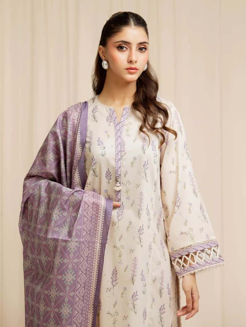 Printed Lawn Suit - EWU6A1-36598-3P - alternate view