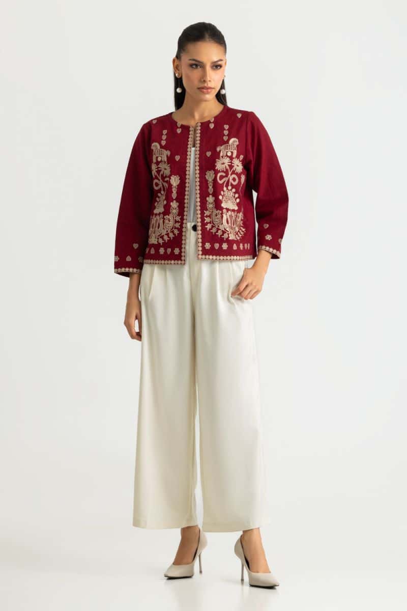 Karandi Gold Slub Embroidered Waistcoat