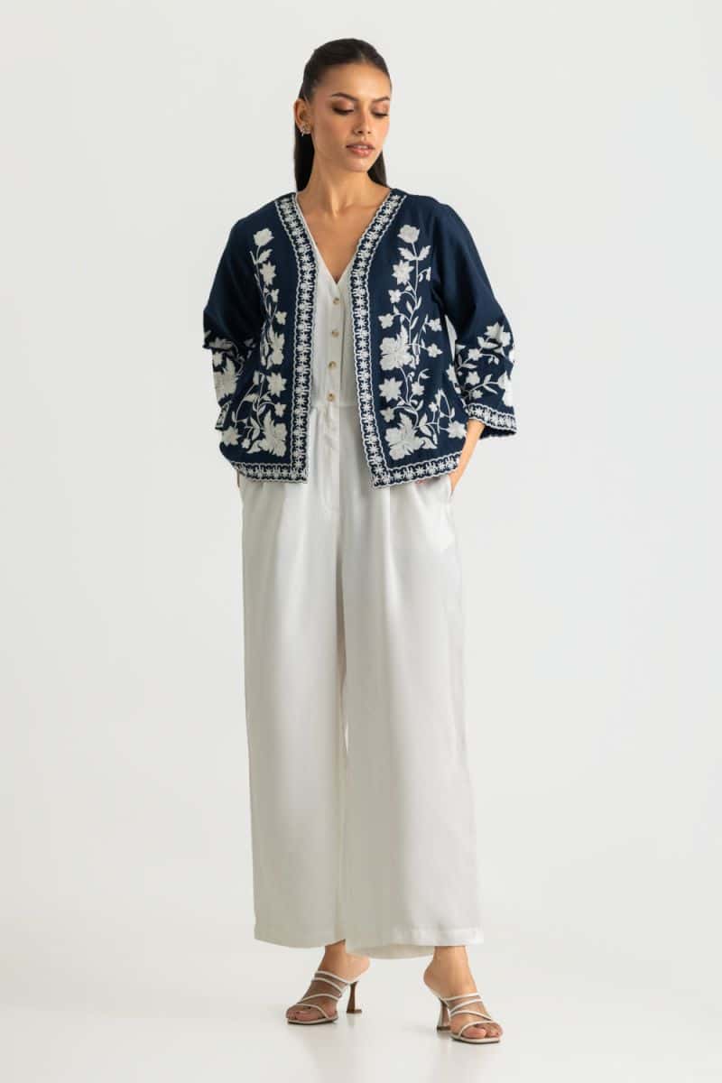 Karandi Gold Slub Embroidered Waistcoat