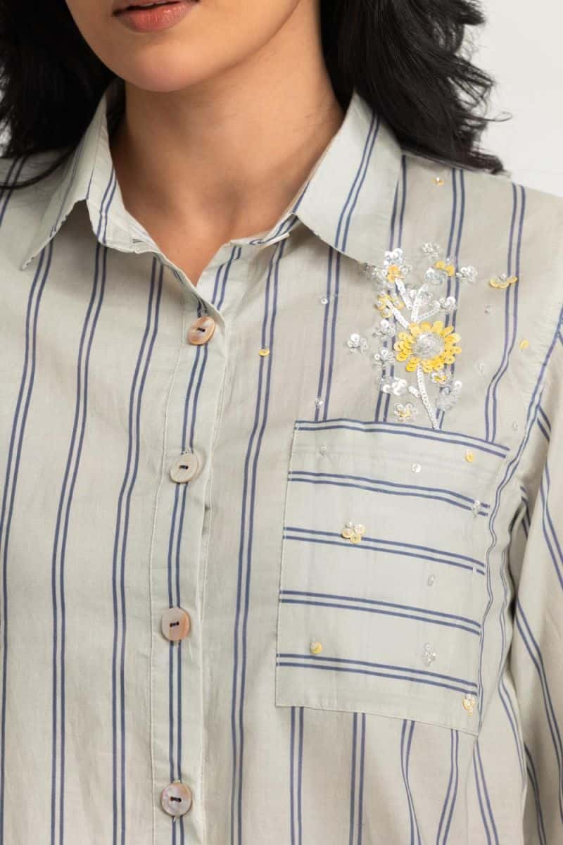 Cambric Printed Embellished Shirt - alternate view