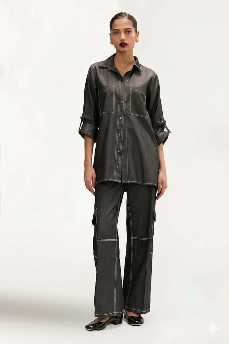 Denim Button Down Shirt With Pocket