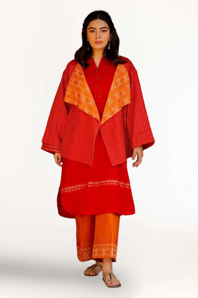 Khaddar Embroidered Crop Jacket