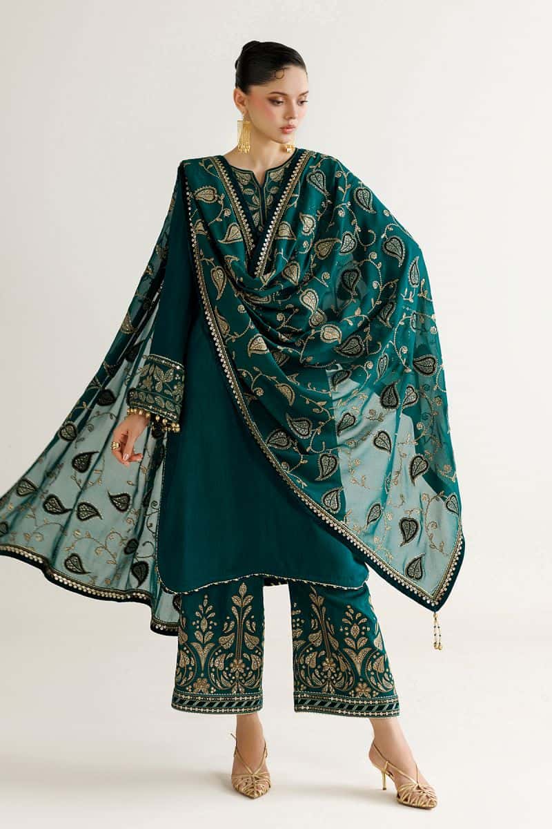 EMBROIDERED RAW SILK UR-7092