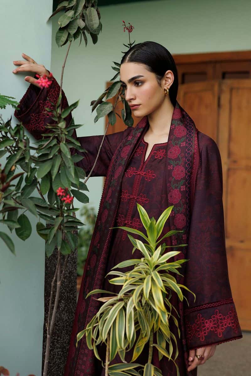 Embroidered Viscose Unstitched Suit (UW-0249) - alternate view
