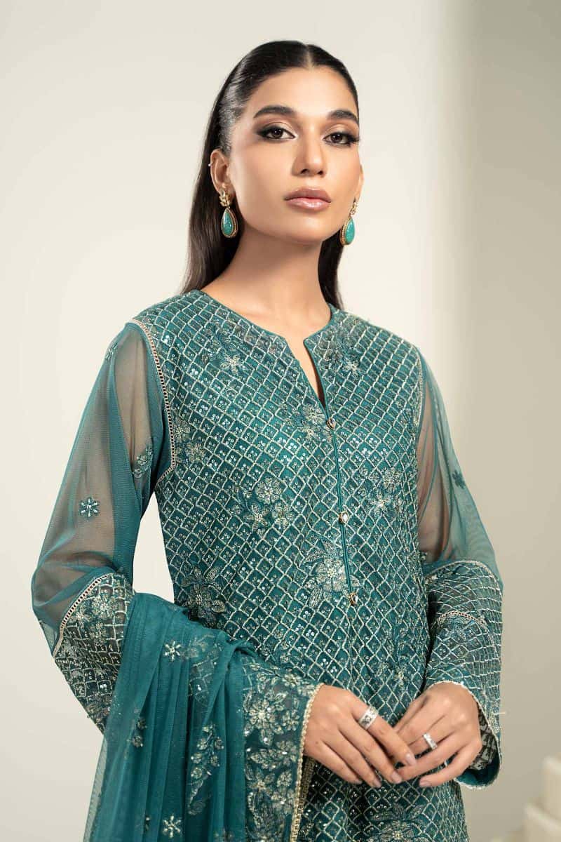 Embroidered Poly Net Fabric (2Pcs) | LF-707 - alternate view