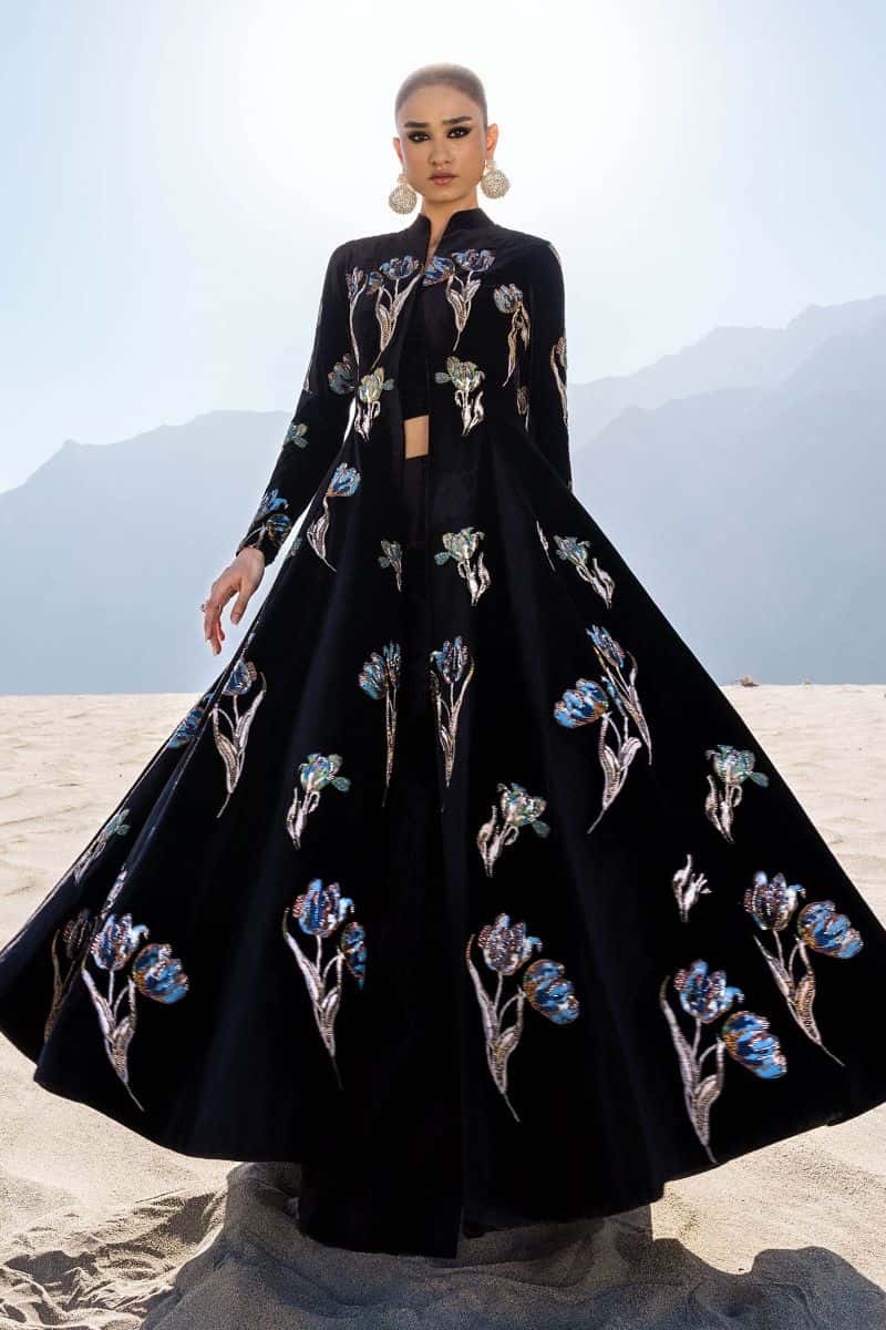 Embellished Velvet Fabric (1Pc) | LF-CH25-07