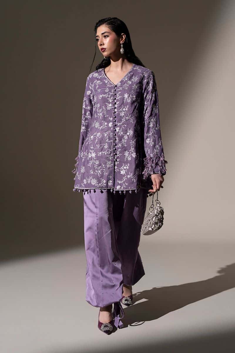 Embroidered Velvet Fabric (1Pc)