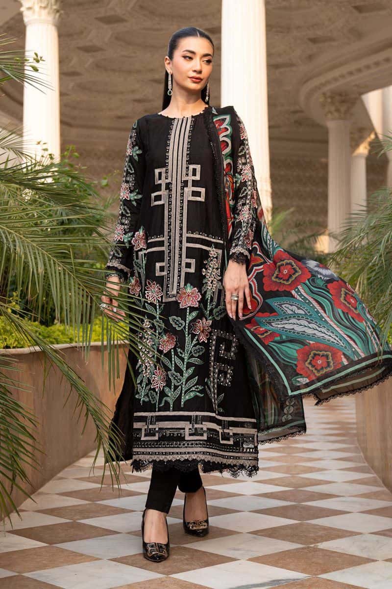 3 Piece Embroidered Jacquard Lawn Suit