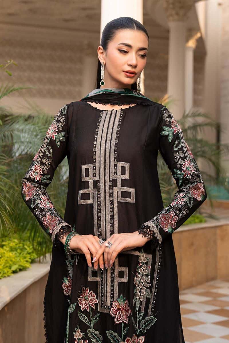 3 Piece Embroidered Jacquard Lawn Suit - alternate view